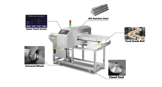 Zakres wykrywania 10g 5000g Żywność Detektor metalu maszyna 1200mm X 800mm X 1200mm