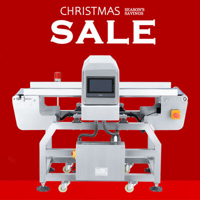 Detektor metalu do taśm transportowych opakowań z folii aluminiowej w przemyśle spożywczym.